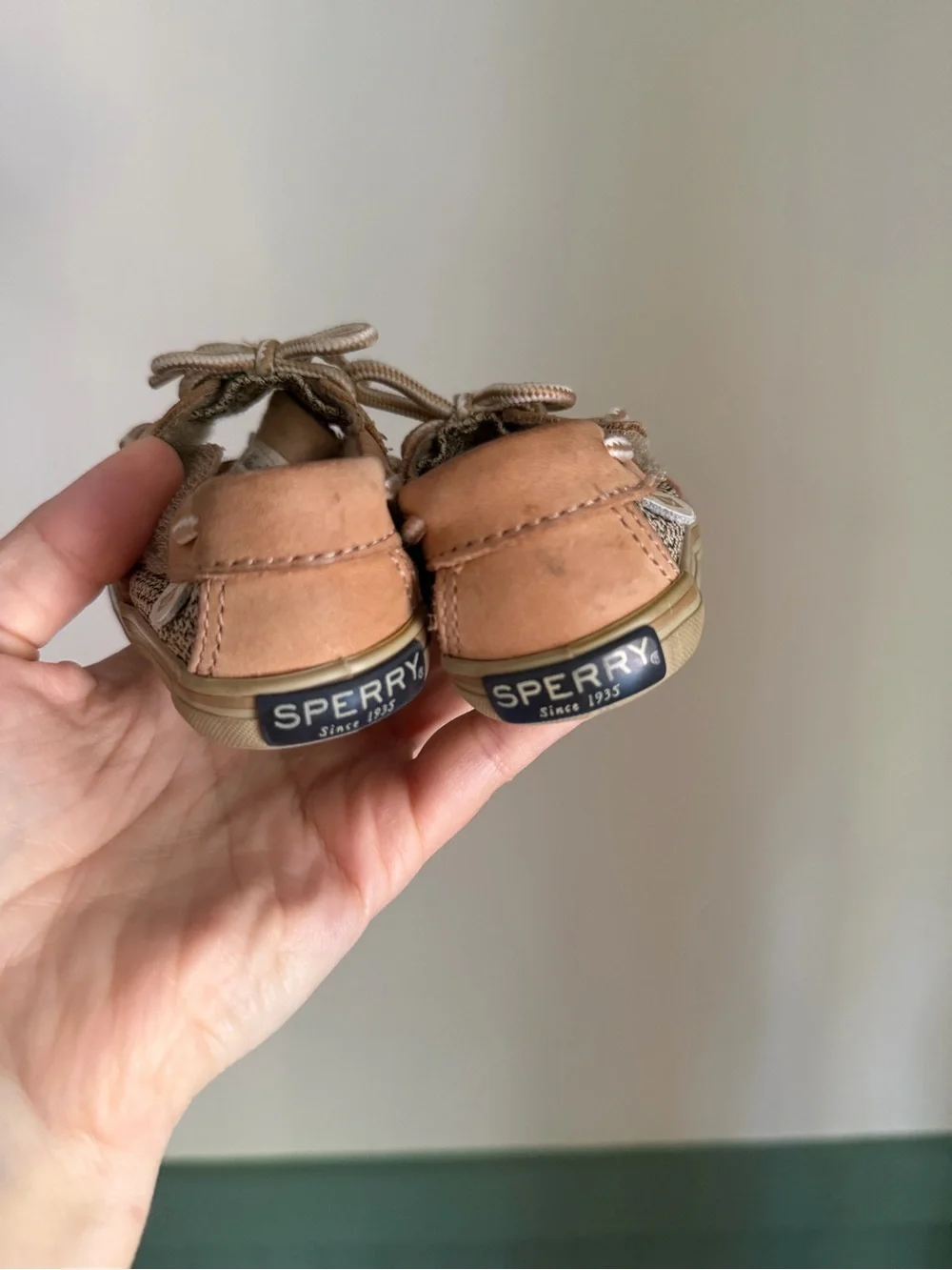 Baby Sperry Tan Boat Shoes  Size 1 Lightweight Casual Velcro